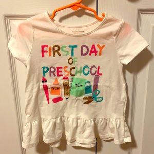 Toddler girl size 4T “First day of preschool” t-shirt